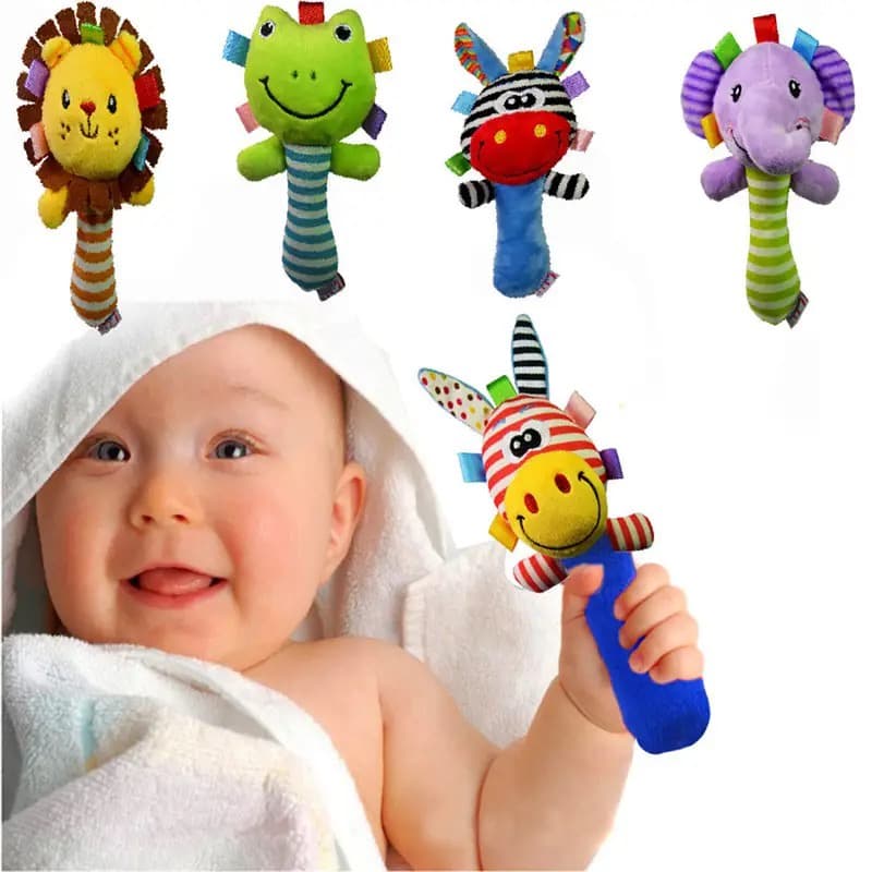 Animal dos desenhos animados Plush Rattle Toys para bebês, Mobile Hand Bell Toy, brinquedos educativos precoces, presentes recém-nascidos, criança infantil, 0-12 meses