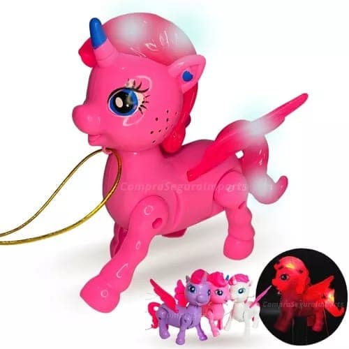 Brinquedo Unicórnio Musical Anda E Mexe As Asas