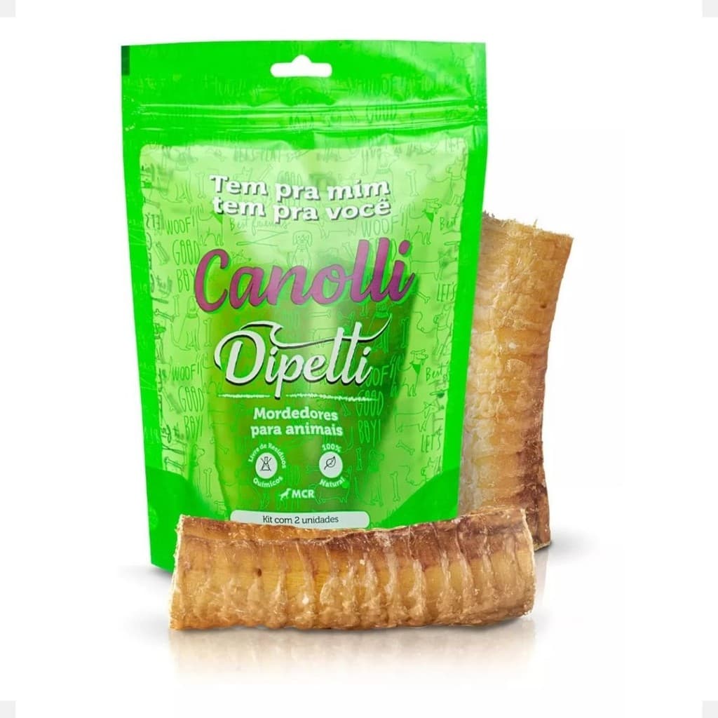 Traquéia Bovina Mordedor Natural P/ Cães 2un Dipetti Canolli