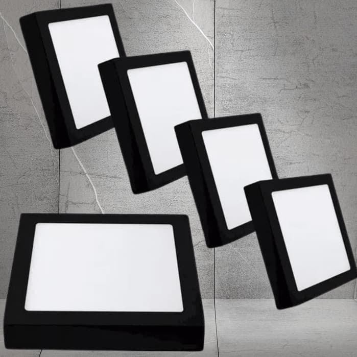 Painel Plafon 18w Kit 5 Led Quadrado Embutir Preto Frio Luminária Teto Gesso Pvc