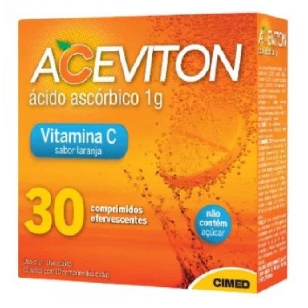 Aceviton Vitamina C Cimed 30 Comprimidos Efervescente Sabor Laranja