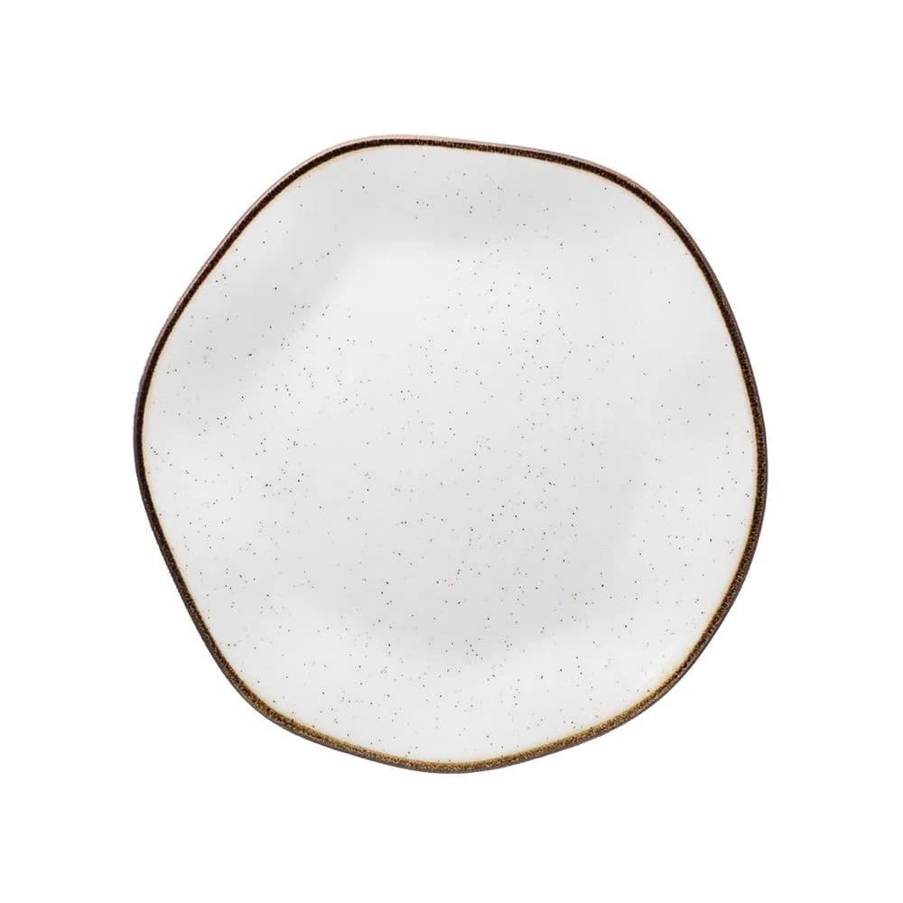 1 Prato Sobremesa Ryo Maresia 21,5cm Areia Oxford Porcelana Premium Elegante Para Mesa Posta