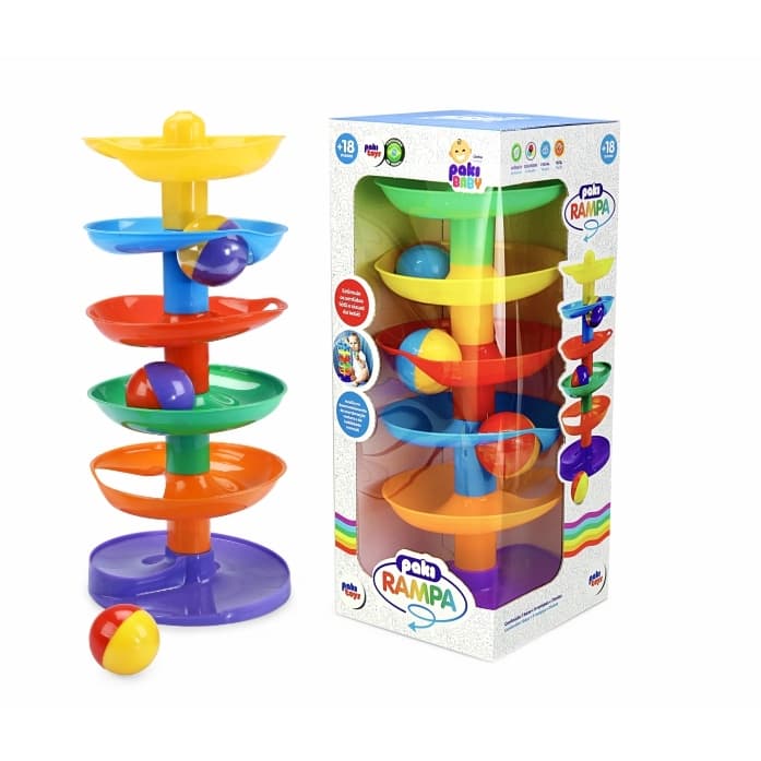 Brinquedo Educativo Bebe Paki Rampa Com 3 Bolinhas Colorido