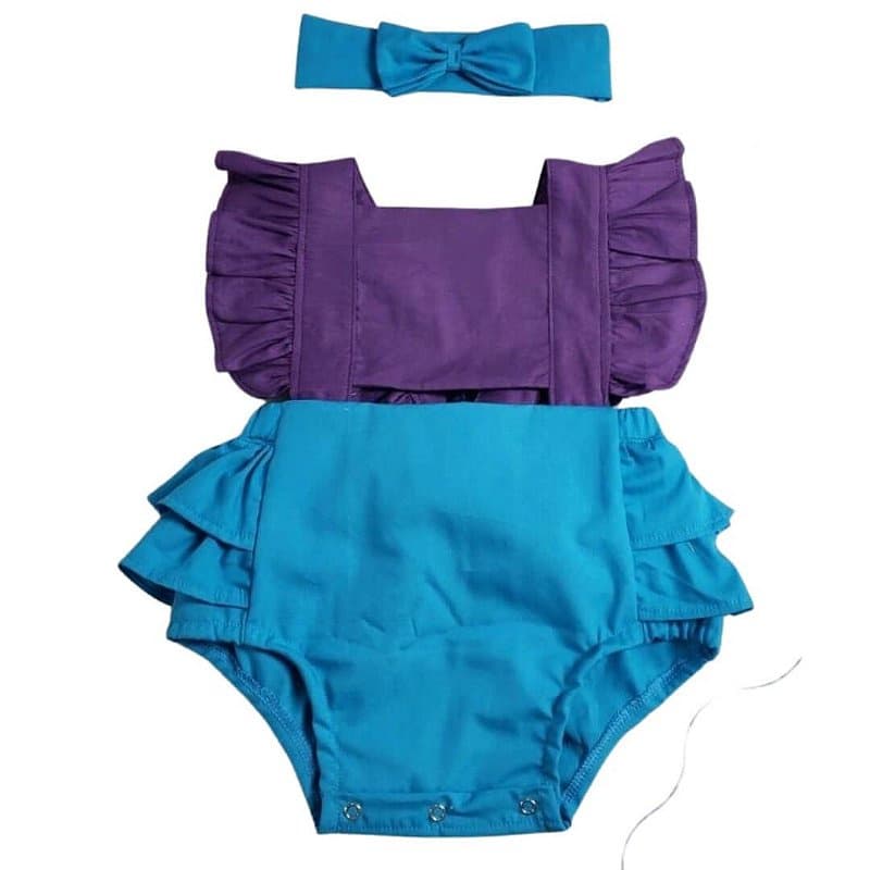 Romper Jardineira Ariel Com Faixa Princesa Festa Mesversário Fantasia Body