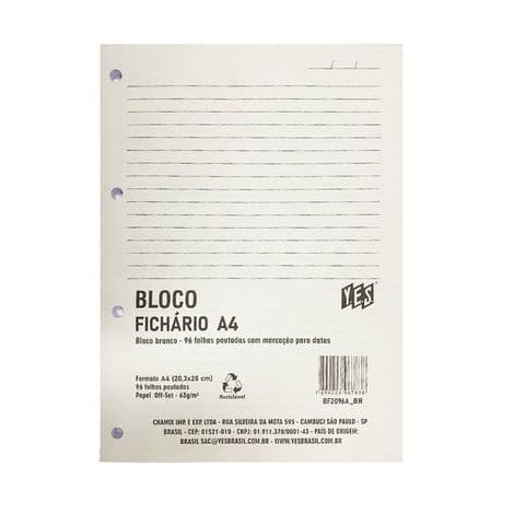Bloco Fichário Universitário / A4 Yes