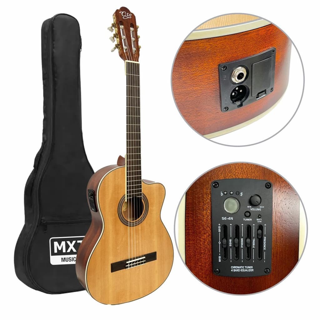 Violão Eletrico Com Equalizador Nylon Cutway 39" Abeto Xlr P10 + Capa