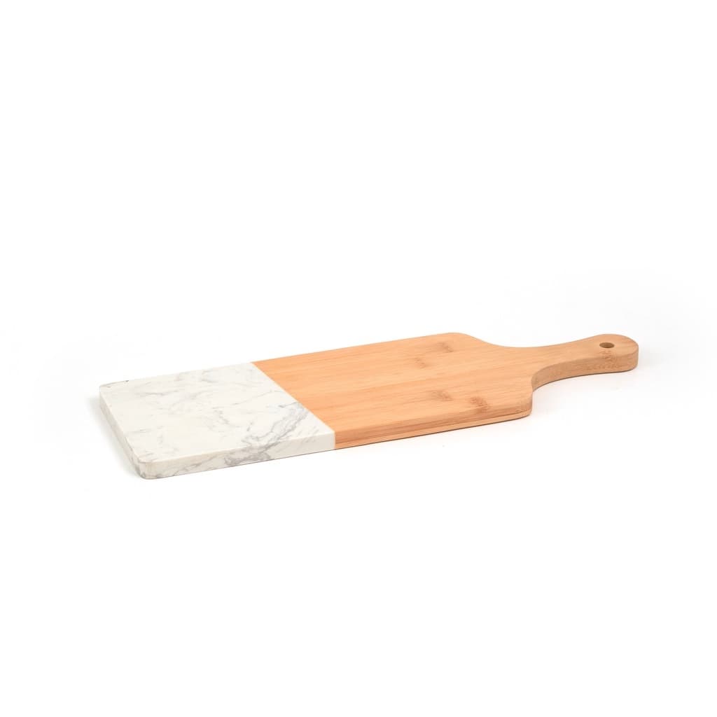 Tábua de Bambu e Mármore com Cabo Oikos Natural Retangular 24x35,7cm Tábua de Frios e Entradas