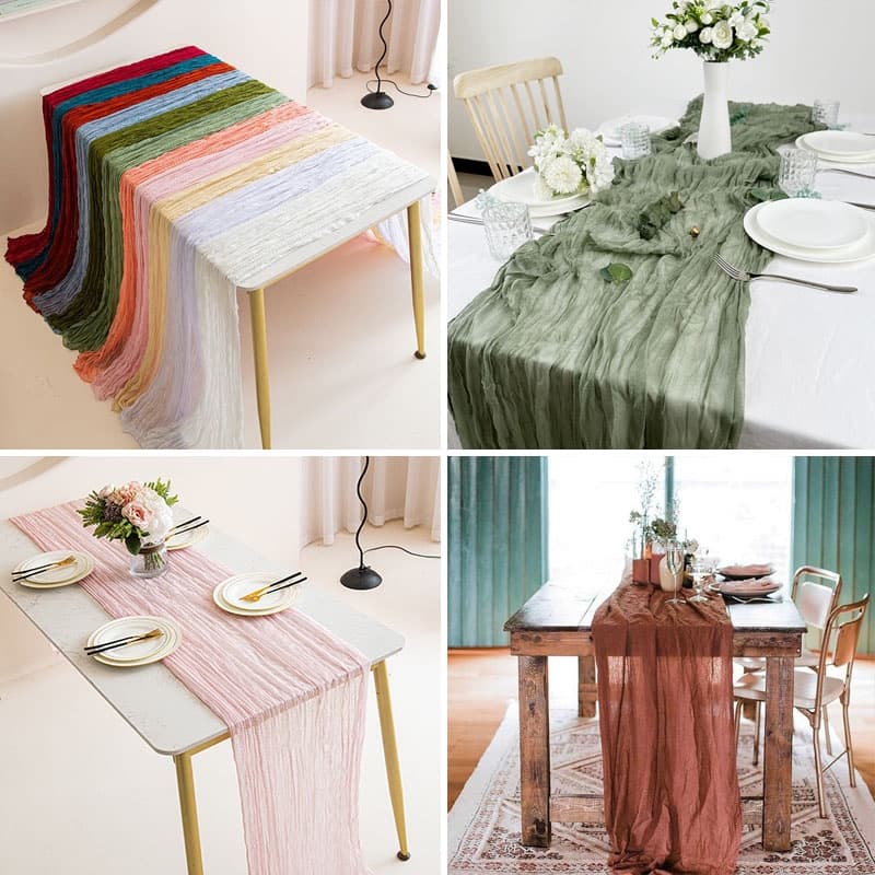 90 * 180cm/400cm Semi-Sheer Gauze Runner Mesa De Gaze Sage Cheesecloth Jantar Vintage Banquetes De Casamento Decoração Arcos Retro Boho Decor