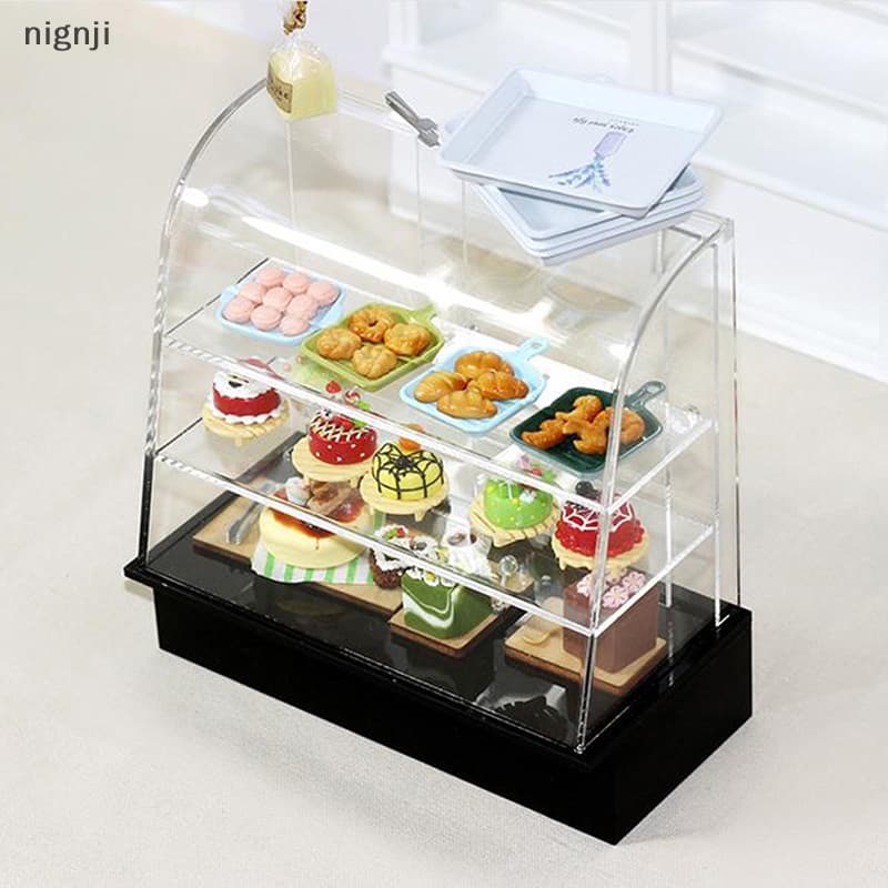 Nignji 1 : 12 Balcão De Bolo Miniatura Vitrine Gabinete Dollhouse Fruniture Decor BR