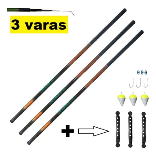 Vara Lisa Telescópica de 3m P/ Tilápia boia chumbo kit c/3