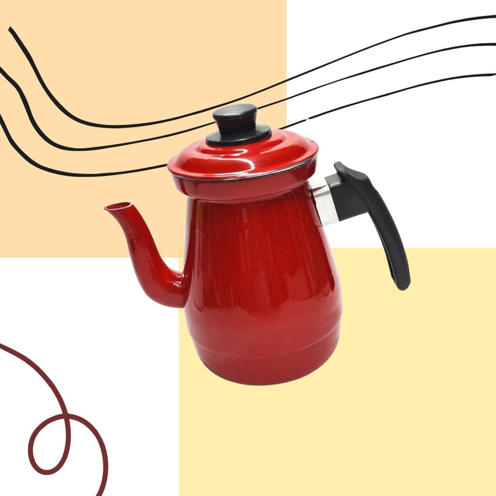 Bule Caneco Polido Café Chá Alumínio Leite Pequeno Cozinha Fogão - Vermelho