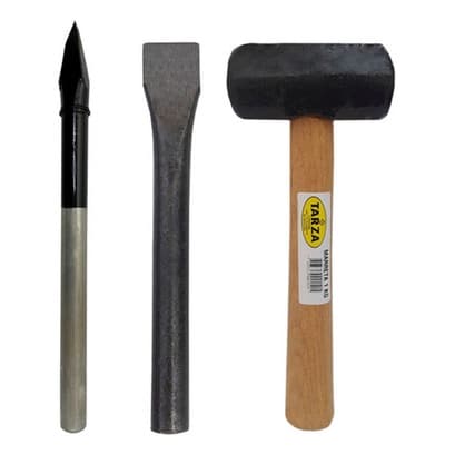 Ponteiro 12'', Talhadeira Redonda 3/4 E Marreta 1kg Kit