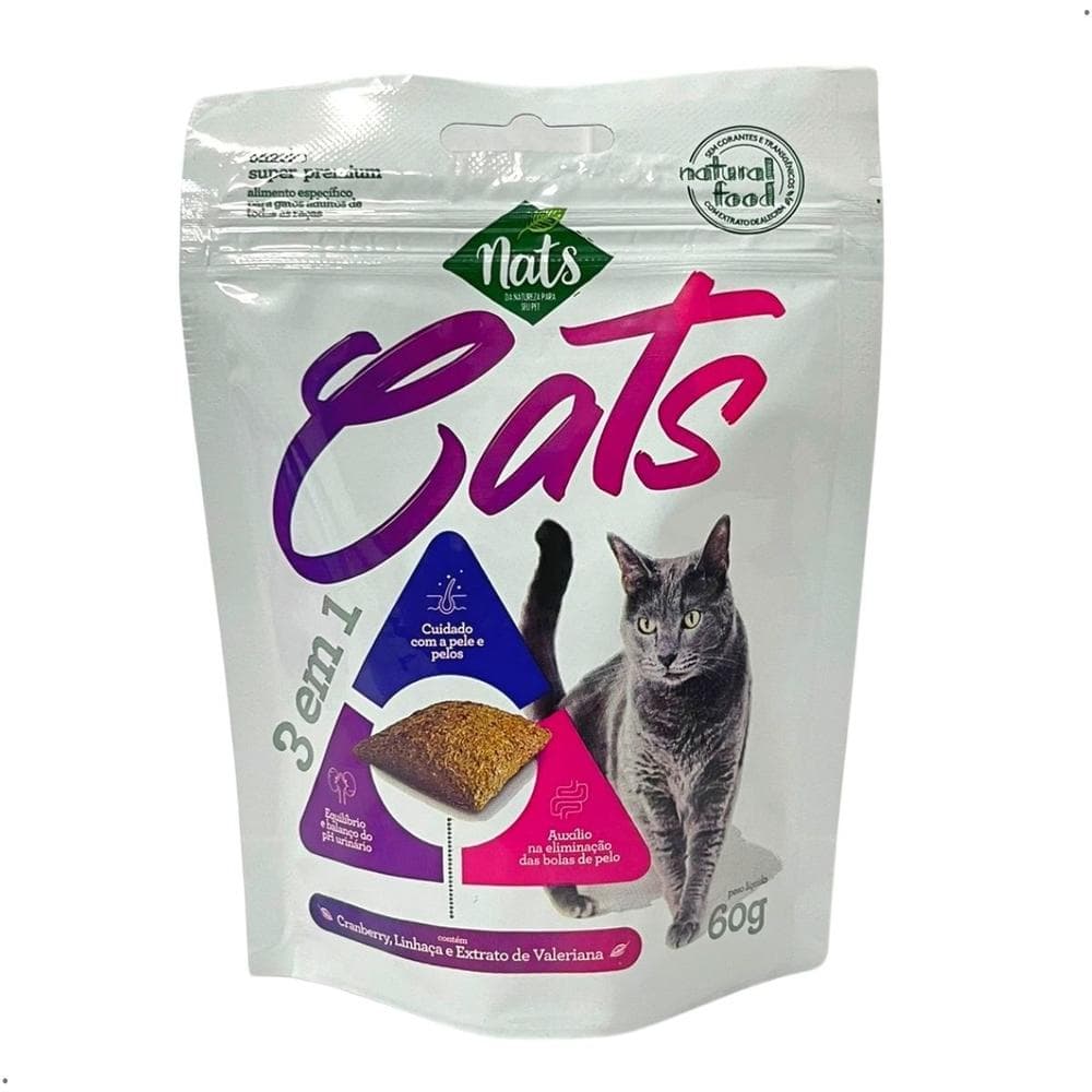 Snack Cats 3 em 1 Nats 60g petisco para gatos
