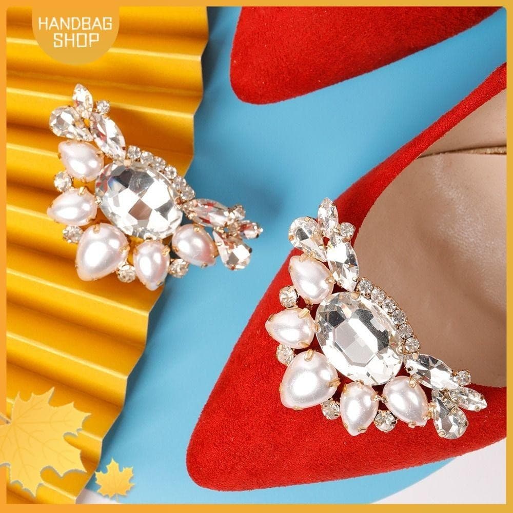 HANDBAG 2pcs Sapato Clip Mulher Sapatos De Noiva Salto Alto Decorações