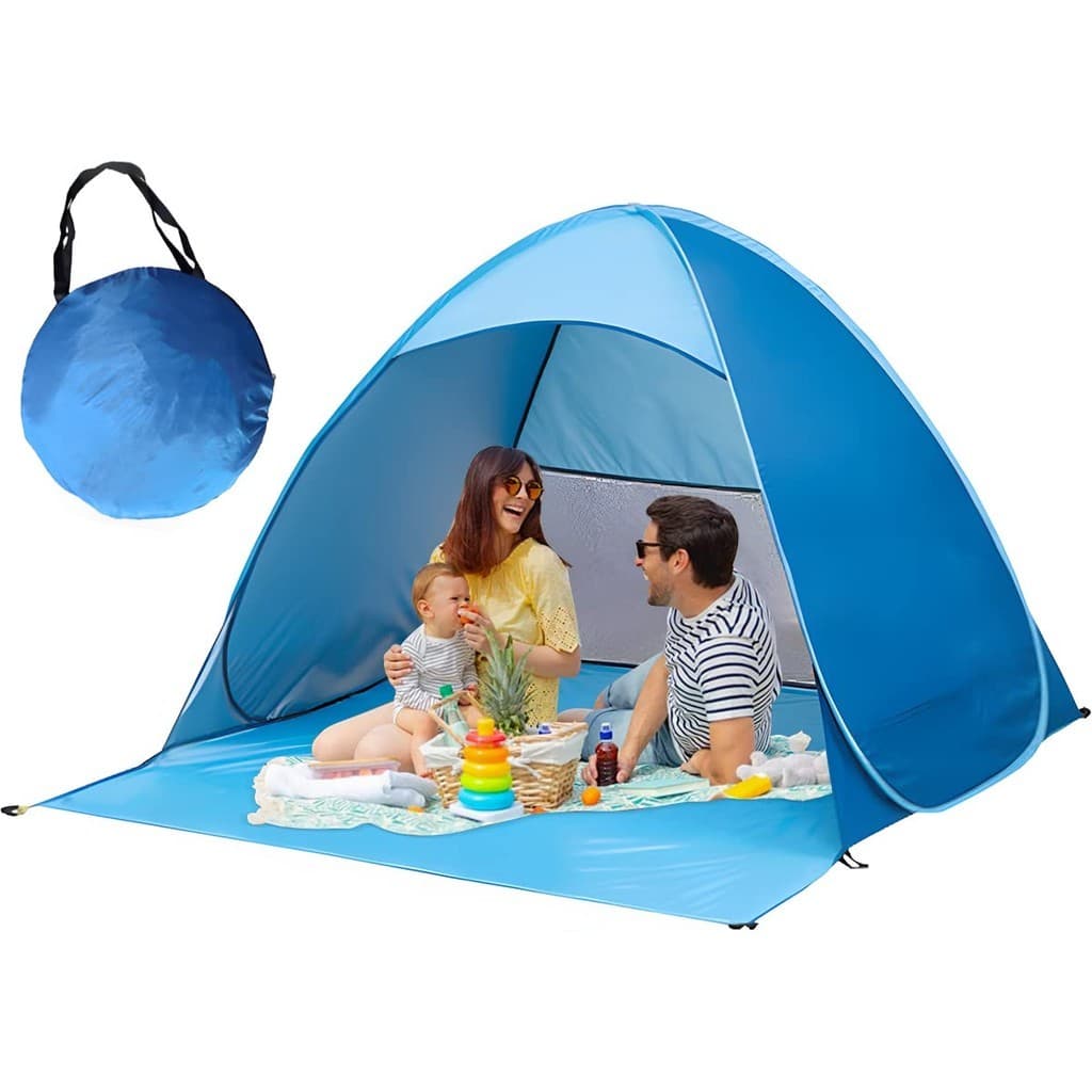 2M Toldo de Barraca de Praia Portátil e Instantânea | Proteção UV e Design Inovador