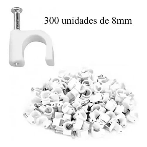 Grampo Fixa Fio Cabo Coaxial Miguelao 8mm Branco Passa Fio Acabamento Design