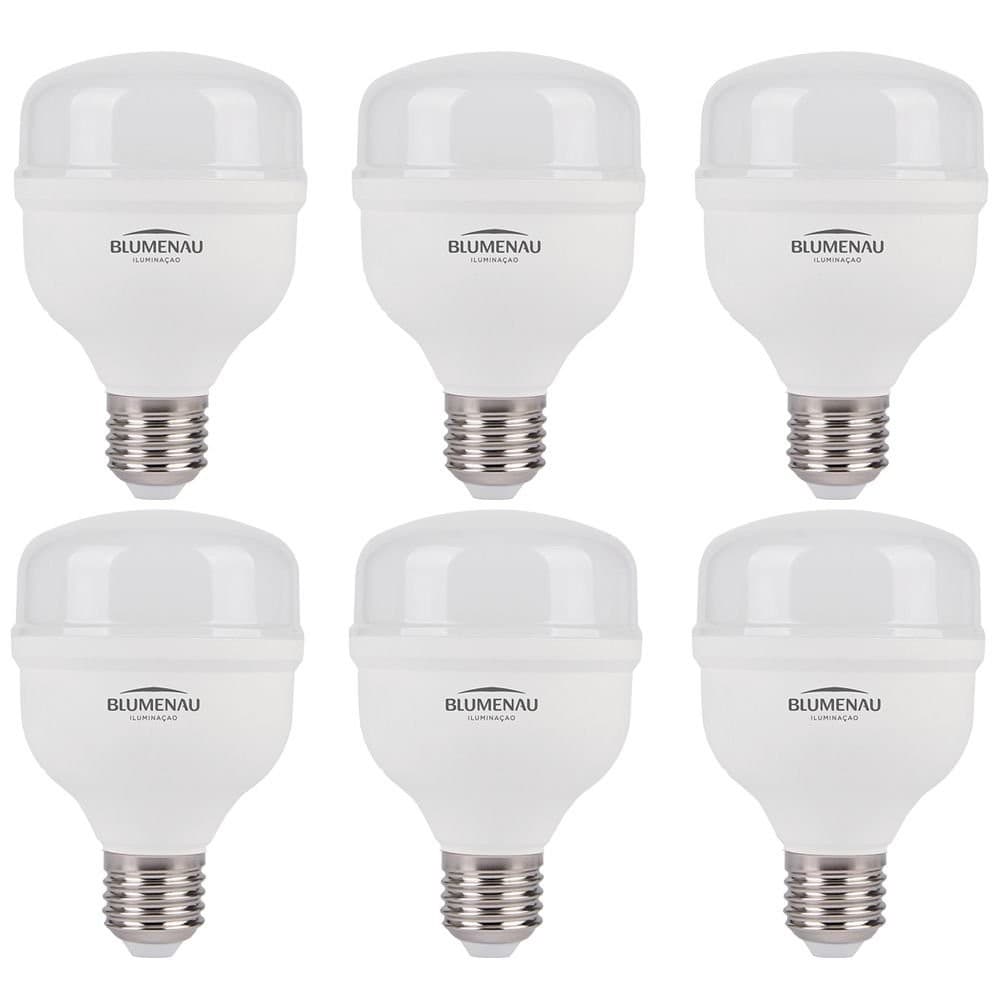 Kit 6 Lâmpadas High Led 40W Bivolt E27 6500K Luz Branca Alta Potencia