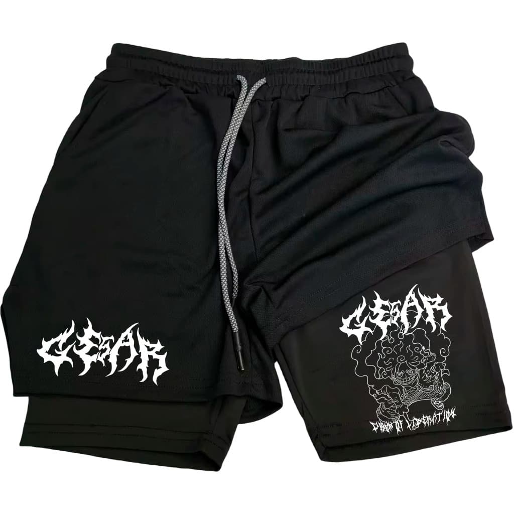 Short Compressão 2 em 1 Masculino Gear One Peace Para Academia Corrida 0314 Moda