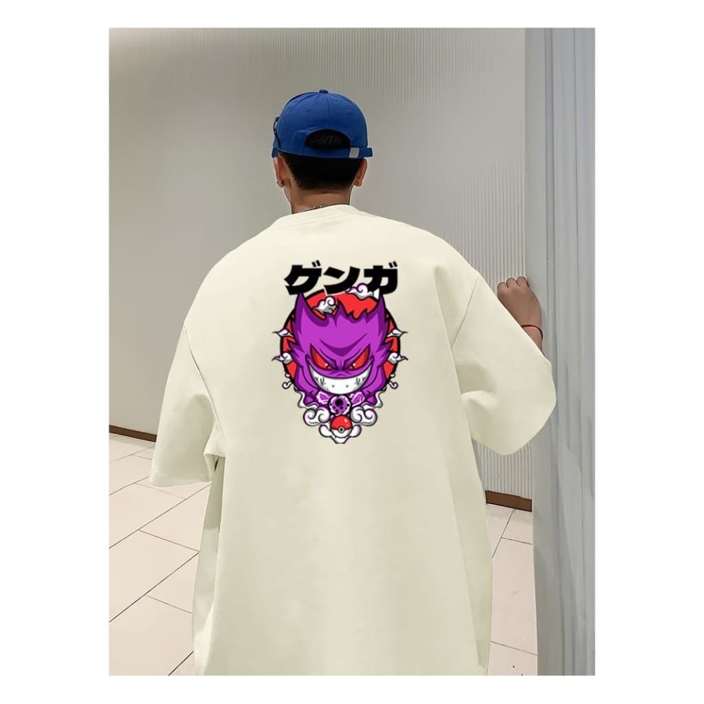 Camiseta Camisetão Oversized de luxo Gengar Pokemon Japan Culture Larga Unissex Promoção Confortável 100% Algodão