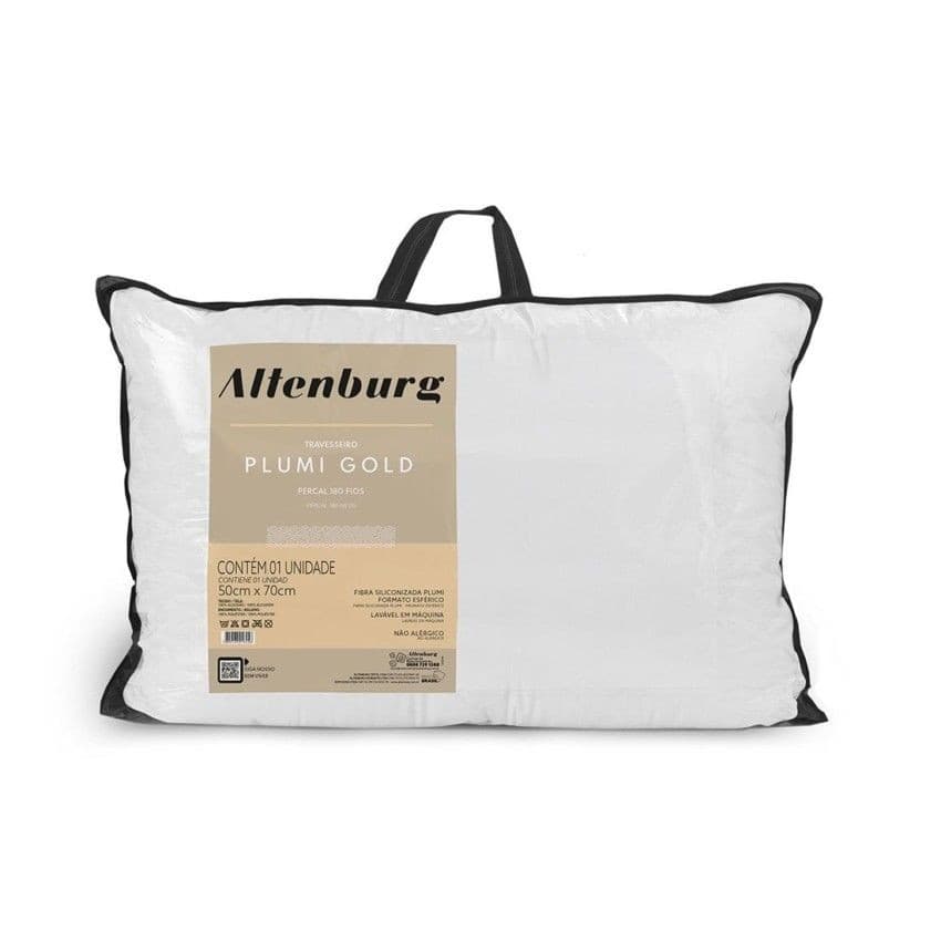 Travesseiro Altenburg Plumi Gold Antialérgico Algodão Altenburg Descanso 50cm x 70cm