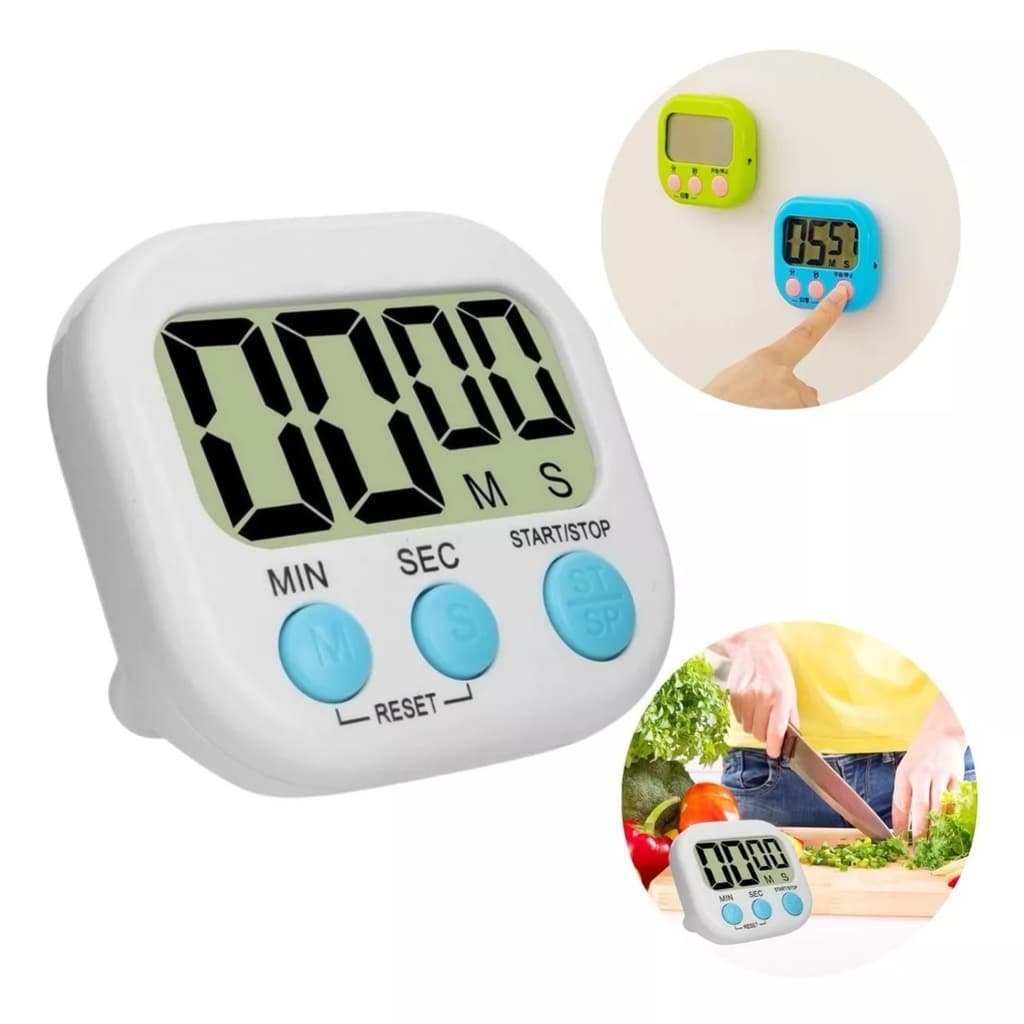 Relógio Temporizador Timer Magnético Digital de Cozinha Contagem Regressiva Com Alarme e Suporte