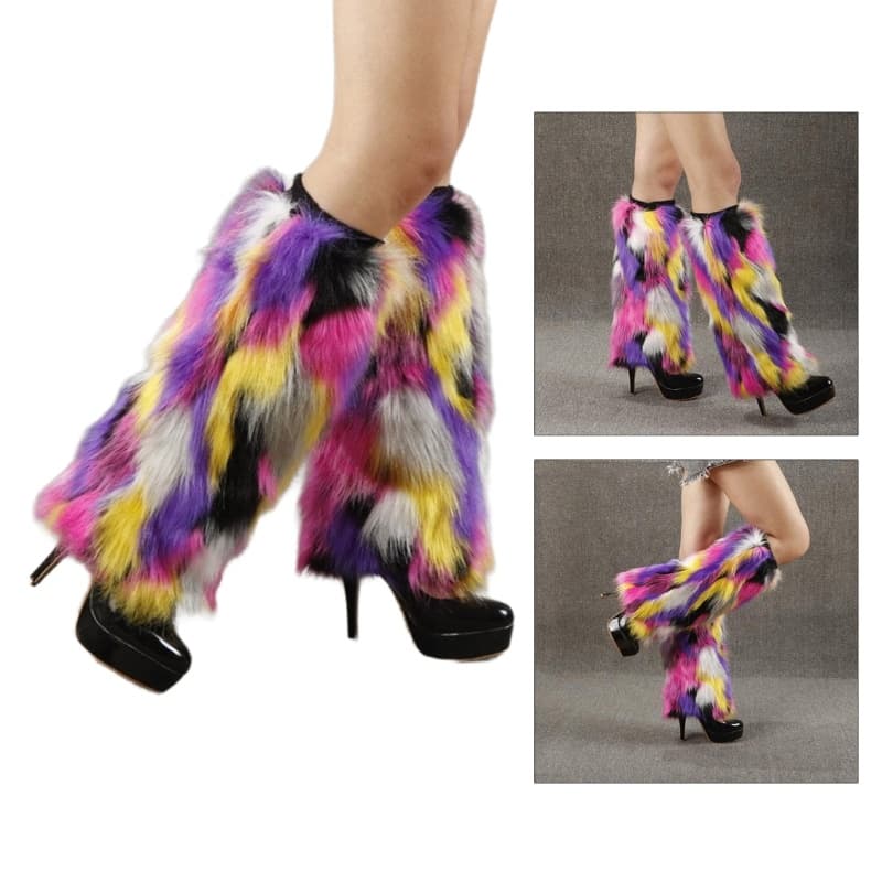 QUICKR Furs Leg Warmer Inverno Peludo Bota Longa Punhos Fuzzy Shoes Capa Fantasia Festa