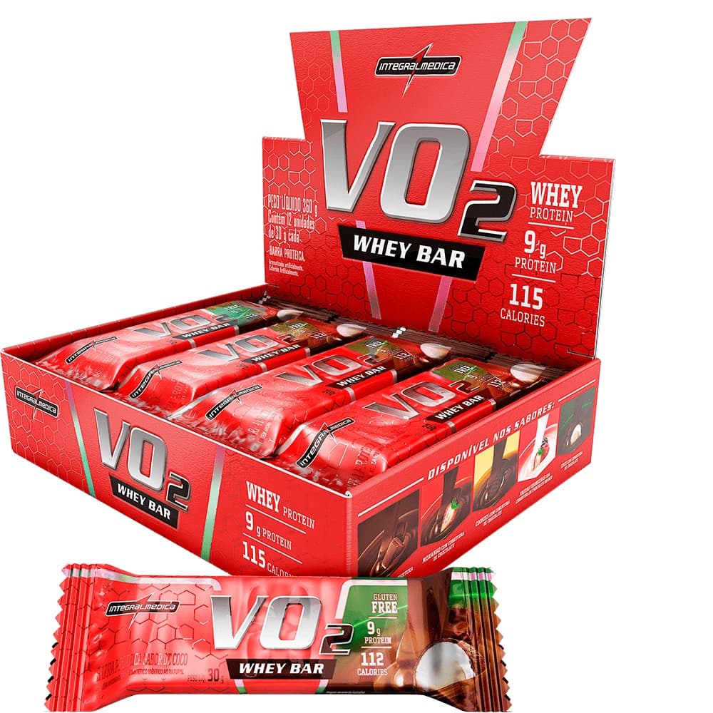 Barra de Proteína VO2 Whey Bar Integralmédica 30g – 12 Unidades