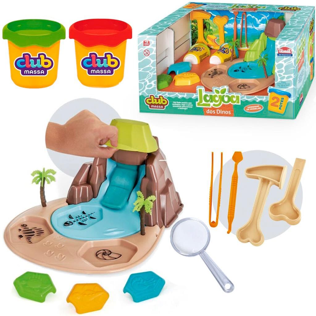 Lagoa Dos Dinossauros Massinha De Modelar Simula Agua Massa Colorida Infantil Para Criancas Presente Criancas - Usual Brinquedos