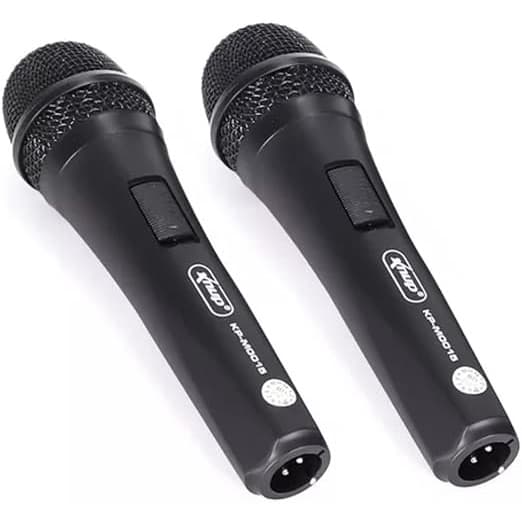 2 Microfone Com Fio Duplo Profissional Modelo KP-M0015