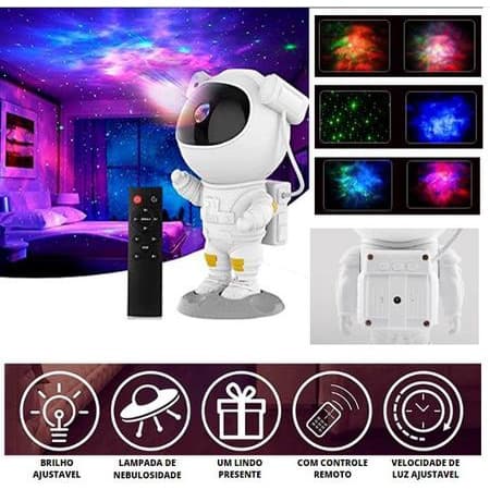 Astronauta Luminária Projetor De Luz Estrela Galáxia Nebulosa