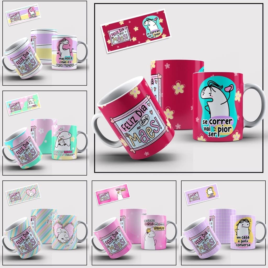Caneca flork dia das mães porcelana Caneca personalizada vários modelos personalizada 325ml volume09