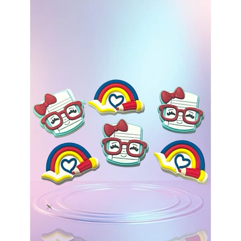 Aplique Emborrachado Infantil Escolar Caderno Oculos e Libro Arco iris Laços Tiaras Prendedores Artesanato DIY