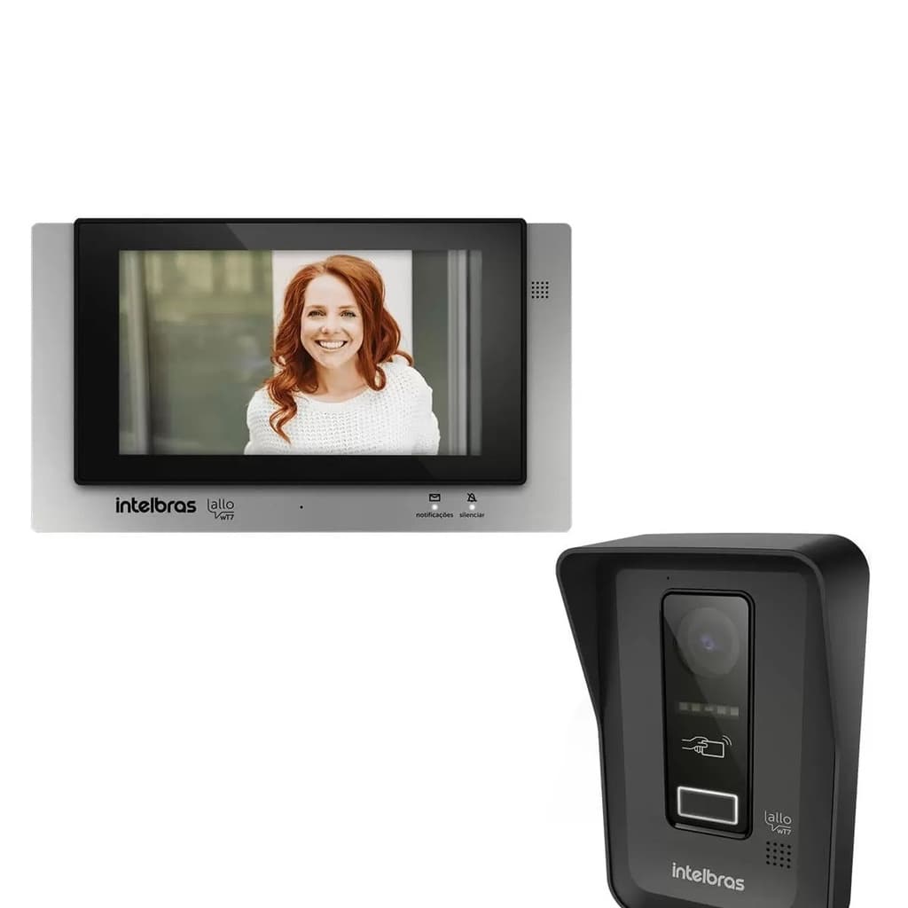 Video Porteiro Allo Wt7 Wifi Intelbras 4520046 Preta/Prata  Acesso Via Aplicativo