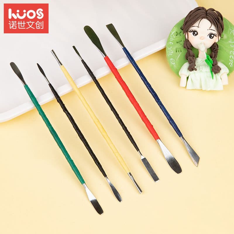 Ferramenta de argila Ultra-leve de argila macia feita à mão Espátula de aço inoxidável Espátula de duas pontas Faca de esculpir Conjunto de facas de abertura dos olhos Al Cute Pet Planet 11.12
