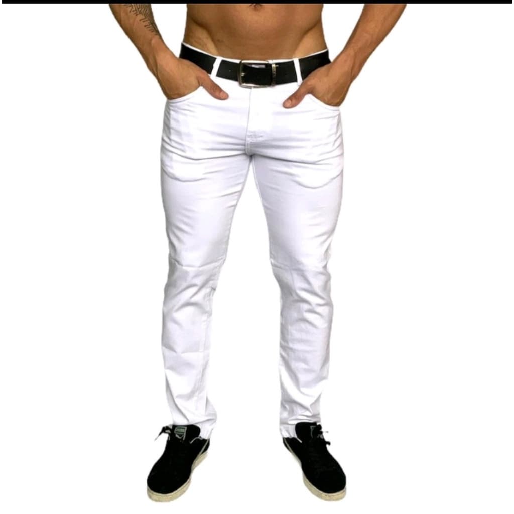 Calça Masculina Brim e sarja Slim Branca off white LANÇAMENTO