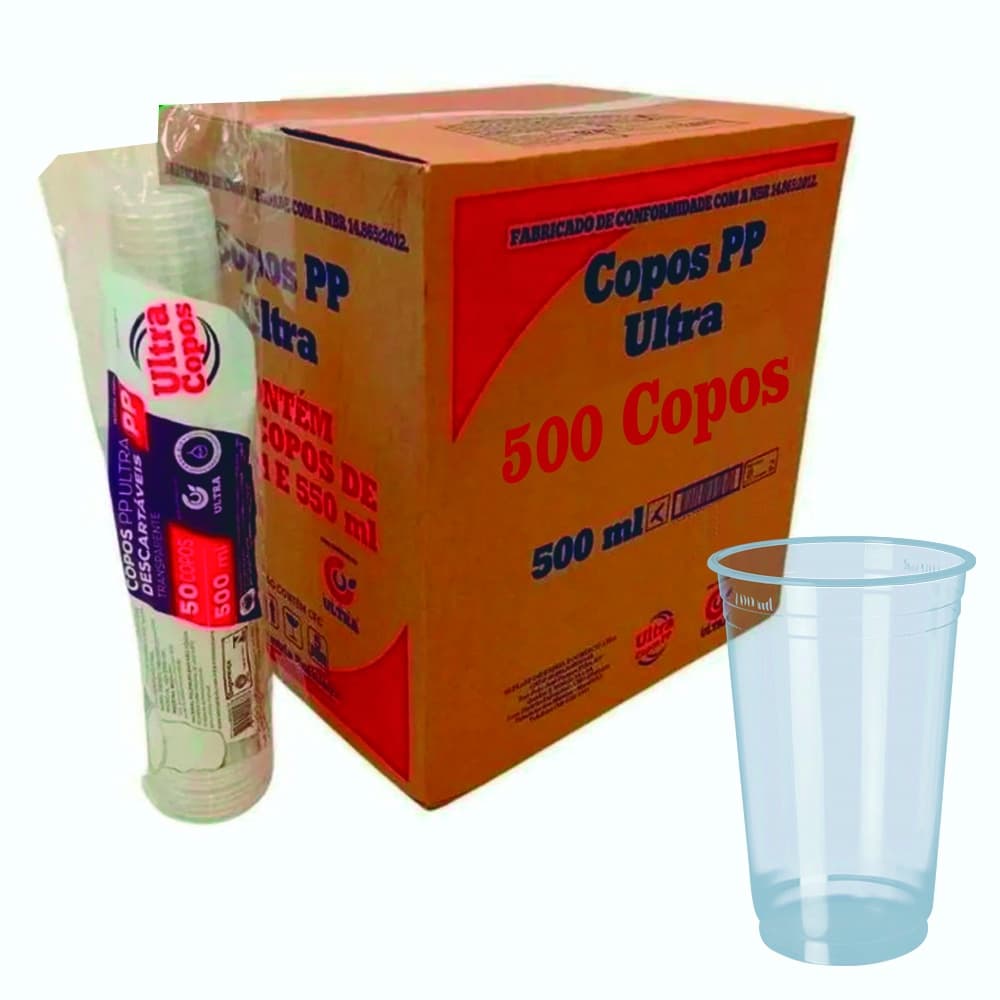 COPO 500ML DESCARTAVEL LISO PP C/500 UNIDADES ULTRA