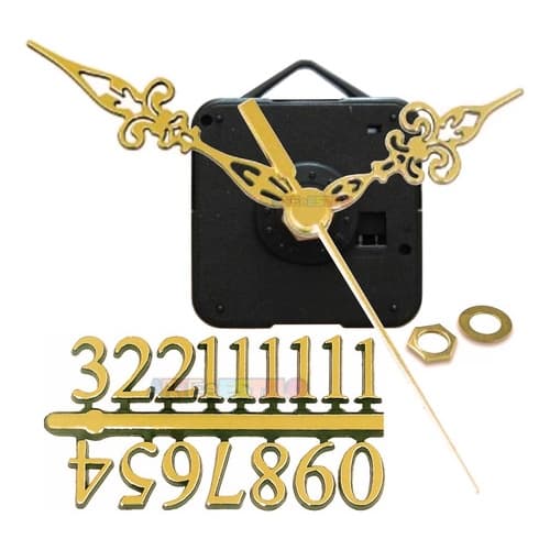 10 Máquinas De Relogio + Ponteiros + Números Arábico Dourado