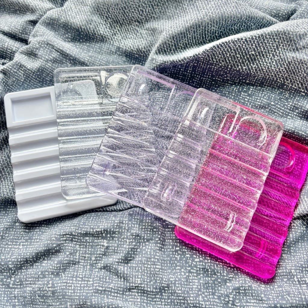 KIT Paleta Mistura e Suporte Pincel Unha Gel Organizador Acrílico Nail Art Manicure PRONTO ENTREGA