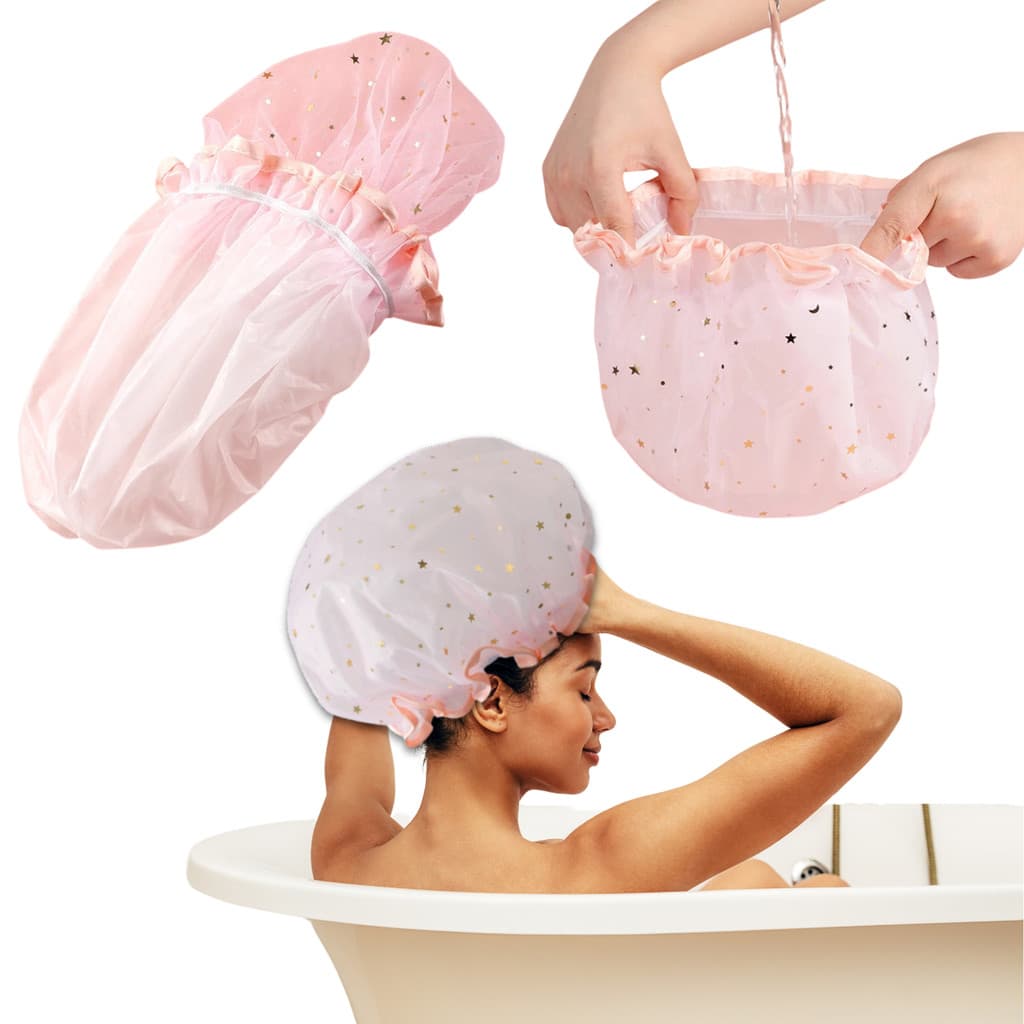 Kit 2 Toucas Para Banho Dupla Com Elástico Impermeável Tintura Hidratação