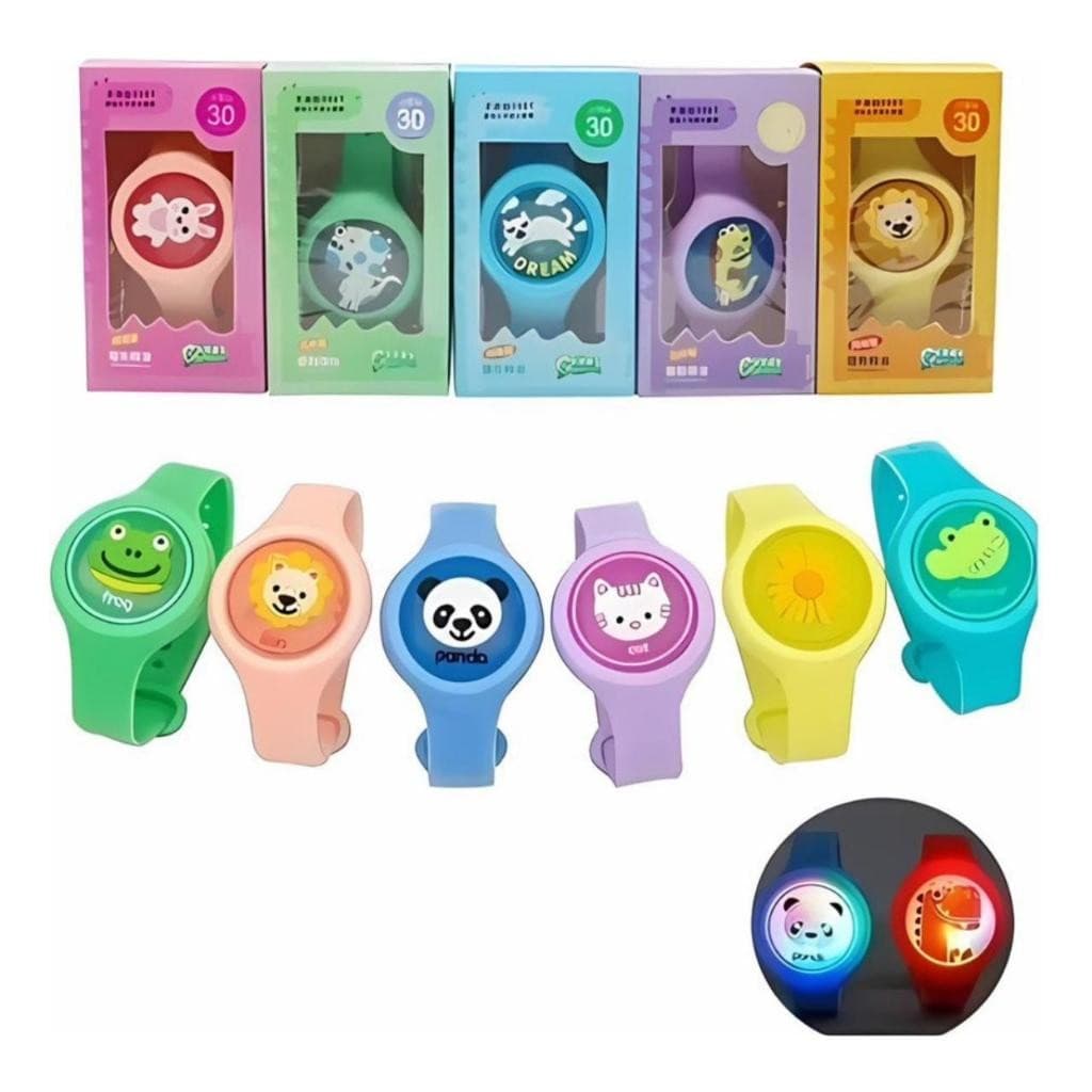 Kit 6 Pulseiras Repelente Mosquito Pernilongo Infantil Led Cor