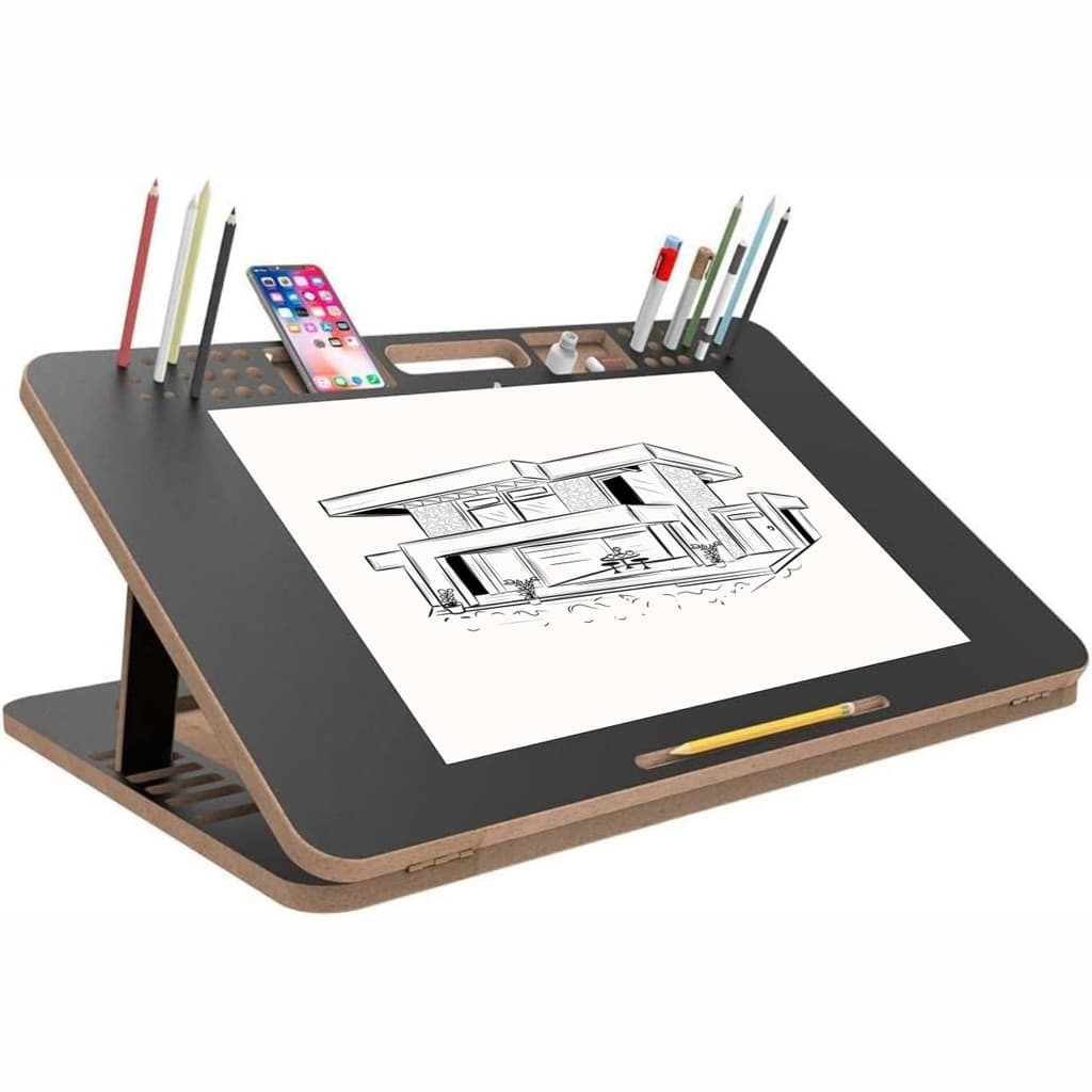 Suporte Notebook Prancheta Multiuso Desenho e Leitura de Livros Em Mdf Preto
