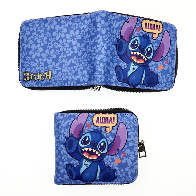 Interestelar Baby Stitch Carteira com zíper curto desenho animado porta cartão multifuncional presente de aniversário