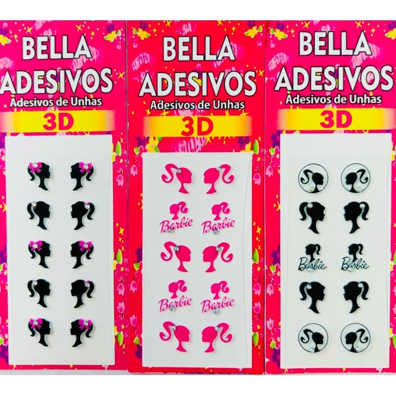 100 Adesivos de unha 3D artesanal 3D películas 3D (Barbie)