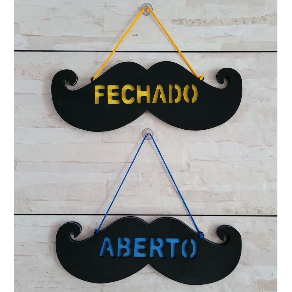 Placa Aberto Fechado Barbeiro Bigode Neon Sinalização Barbearia Eva Decorativa