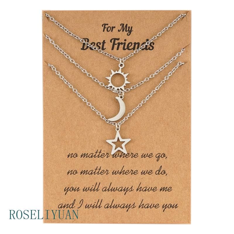 ROS Aço Inoxidável Da Para Sun Star Pendant Necklace Papelão Colar Fofo Elegante Jóias Menina Feminina