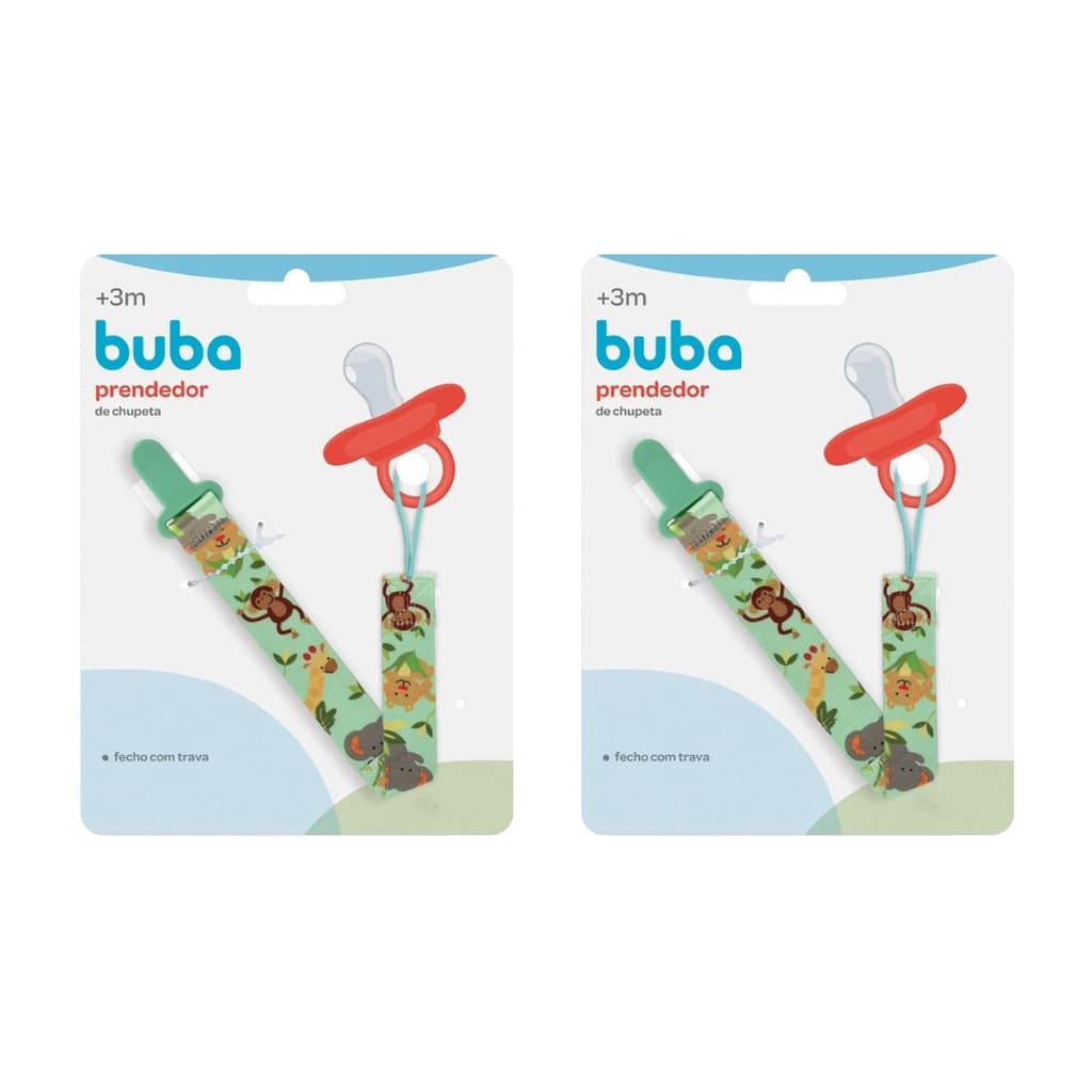Kit 2x Prendedor de Chupeta Bico Safari Desenhos Lindos Buba