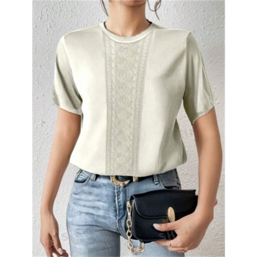 Bamboo Fashion Blusa camiseta T-shirt feminina manga curta tecido esfriar frio com estampa liso verão primavera