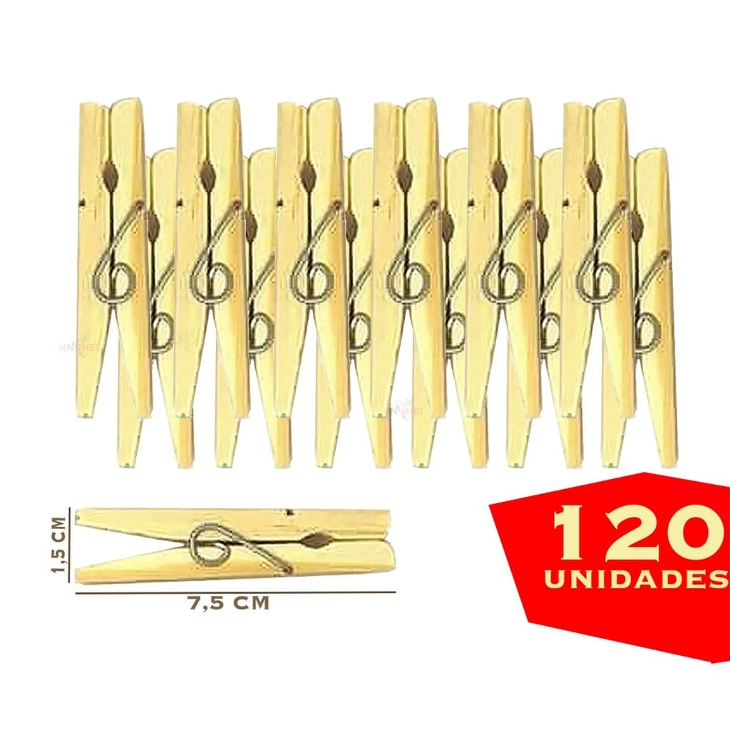 Prendedor Roupa De Madeira Pregador Kit 120 Unidades Para Varal