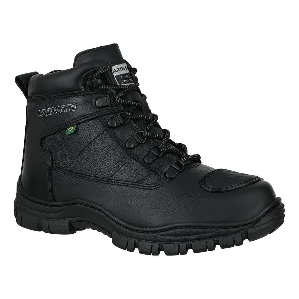 Bota Coturno Motociclista Azimute 100%couro  Macia Leve 1900 Preto