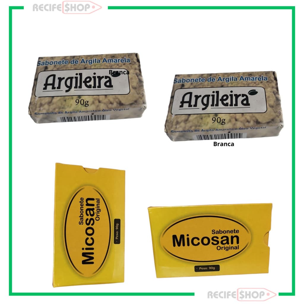 Kit Verão Sem Manchas 2 Sabonetes Micosan + 2 Sabonetes Argila Branca